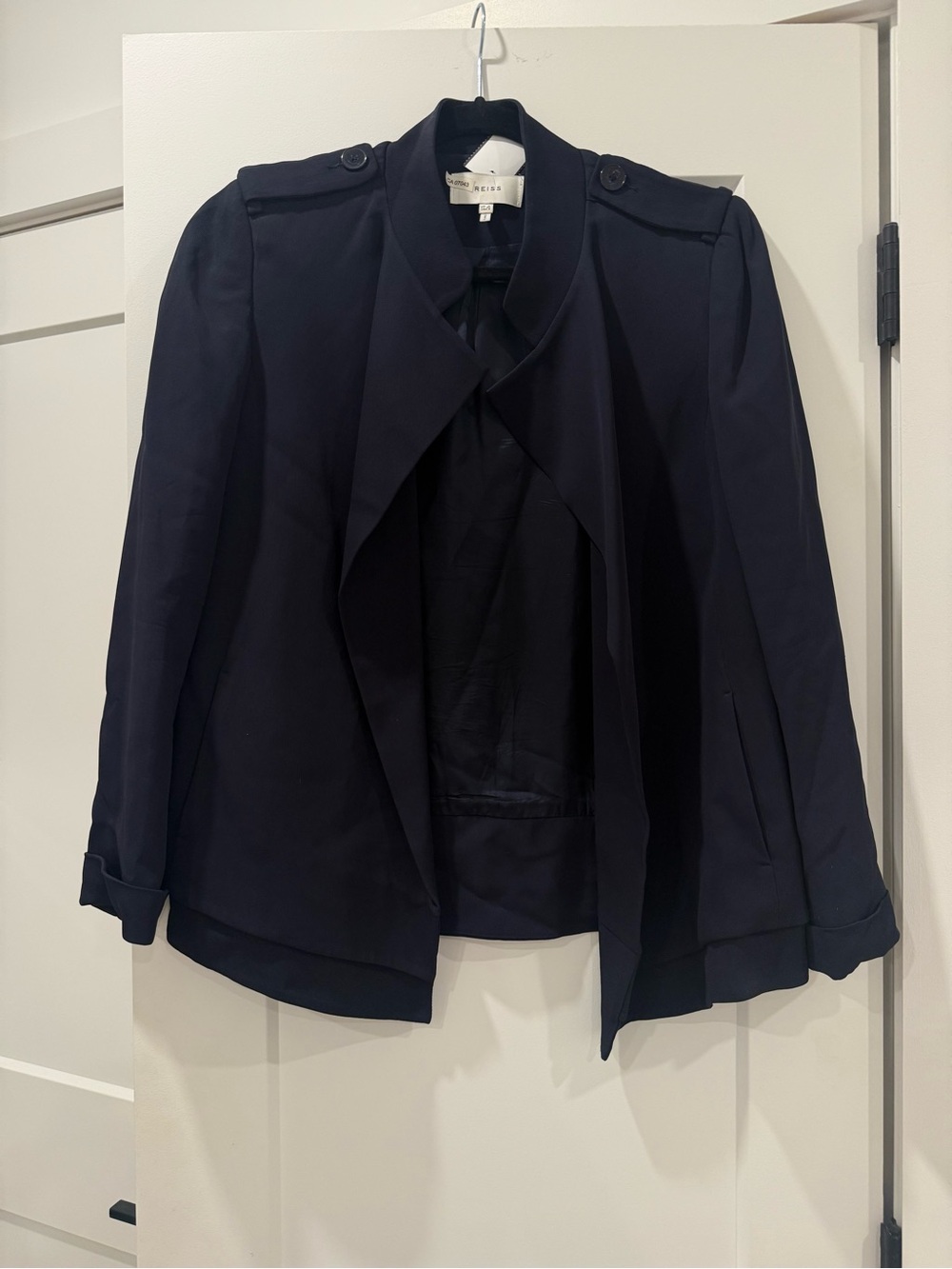 Reiss Navy Military Waterfall Blazer Jacket (stains)